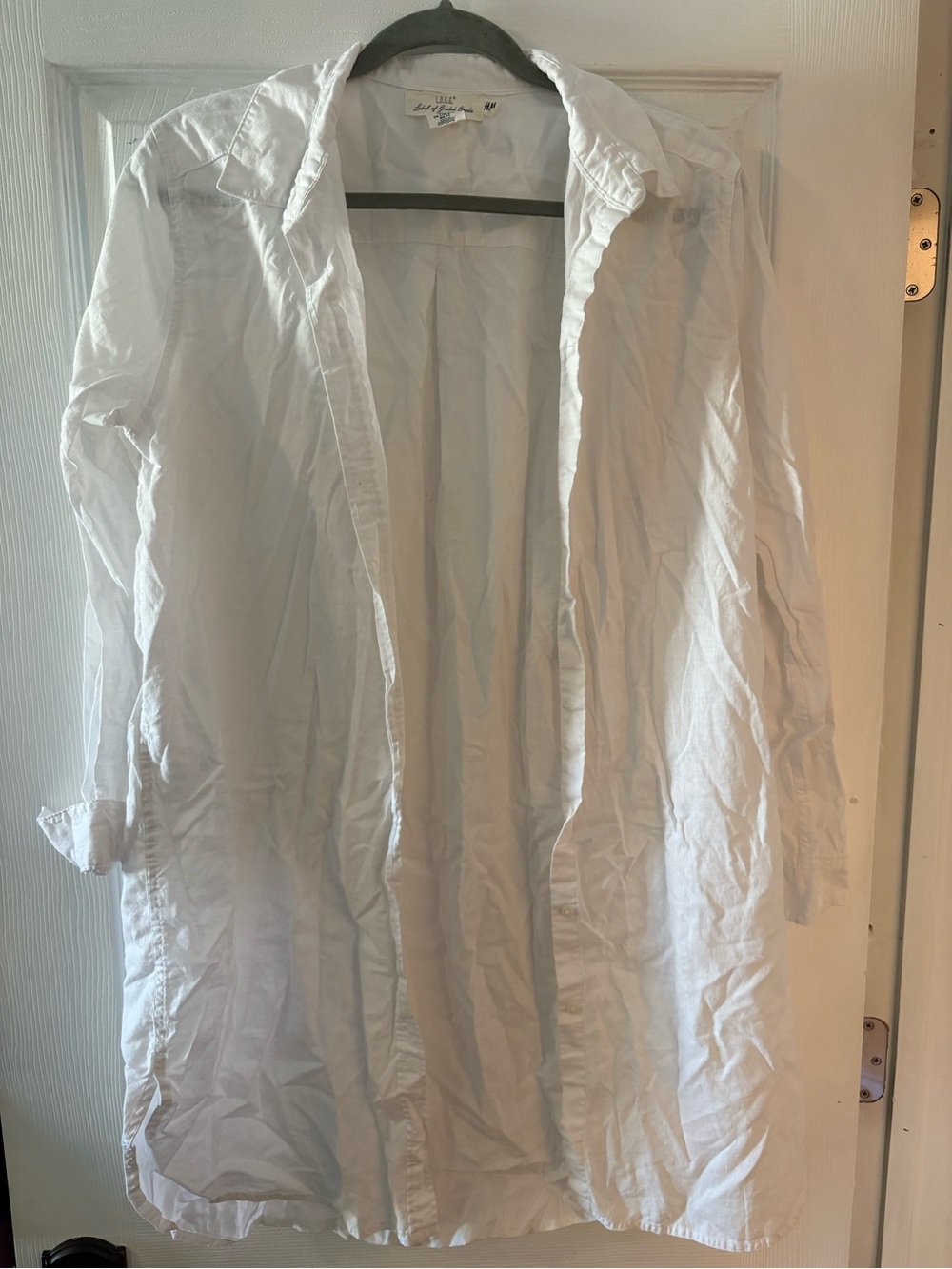 H&M L.O.G.G. Linen Blend Long Button-Up Shirt – Size 12